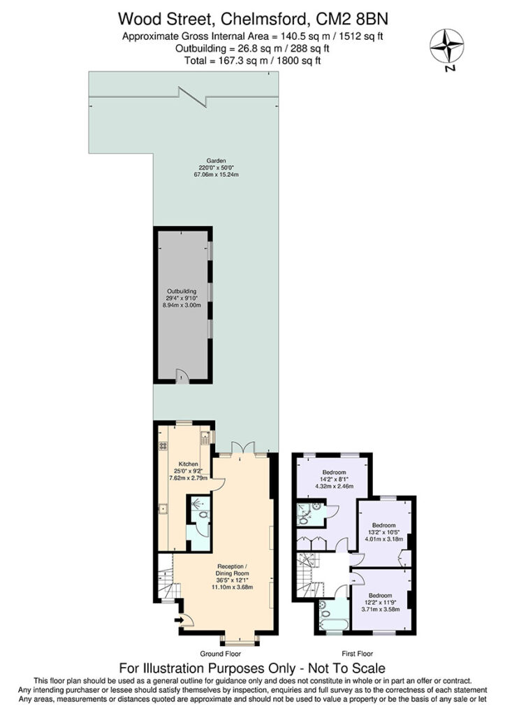 Floor plan for Wood Street, Chelmsford, Essex CM2 8BN